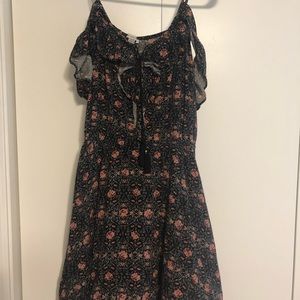 Off the shoulder ruffle dress.